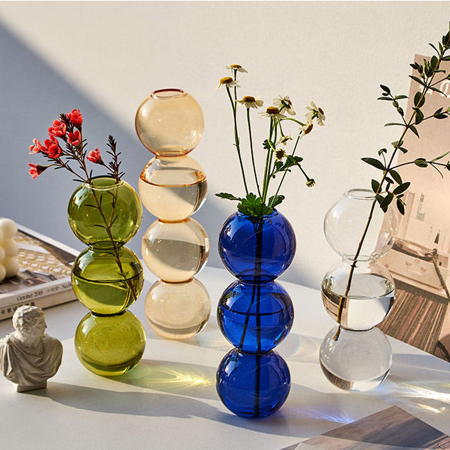 VILZSTUDIOS Decorative glass bubble vase for minimalist home decor