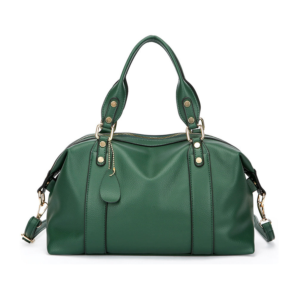 VILZSTUDIOS muted grey pebbled leather satchel bag