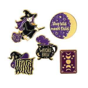VILZSTUDIOS Enamel brooch pins with mystical designs