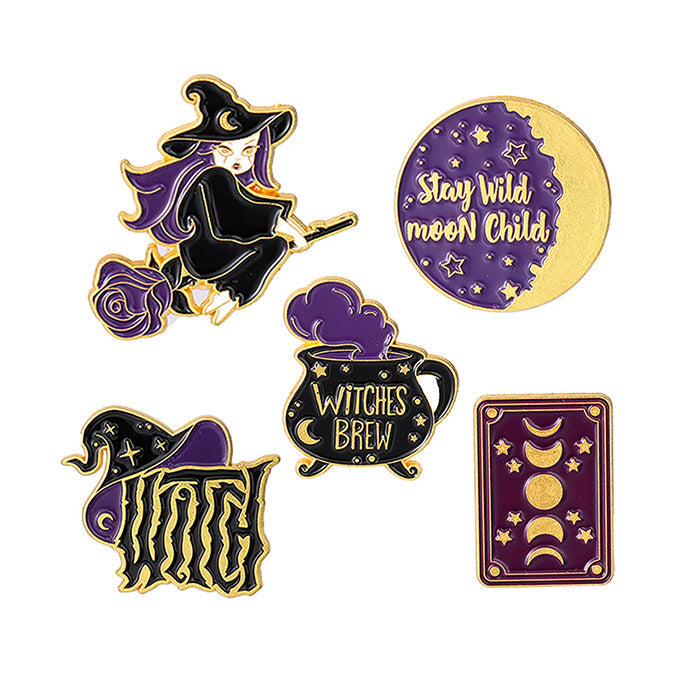 VILZSTUDIOS Enamel brooch pins with mystical designs