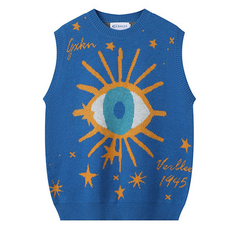 VILZSTUDIOS Knitted vest with all-seeing eye and stars print