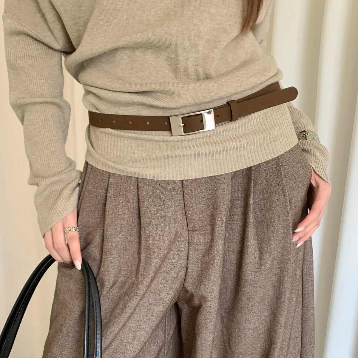 Narrow Solid Colour Buckle Belt