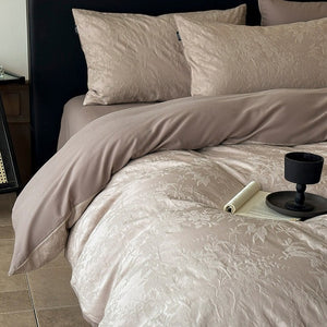 VILZSTUDIOS neutral textured jacquard duvet cover set with raised woven patterns