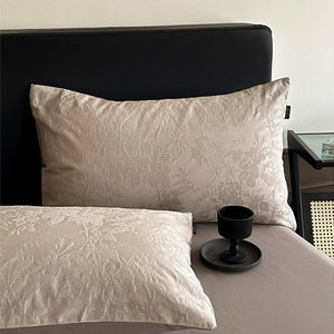 VILZSTUDIOS neutral textured jacquard duvet cover set with raised woven patterns