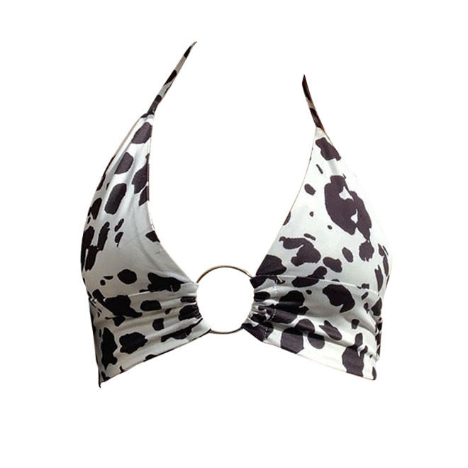 VILZSTUDIOS Stylish cow print O-Ring Crop Top from VILZSTUDIOS