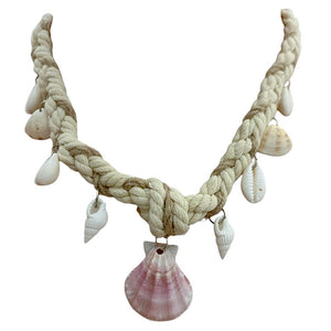 VILZSTUDIOS Braided choker necklace with seashell charms
