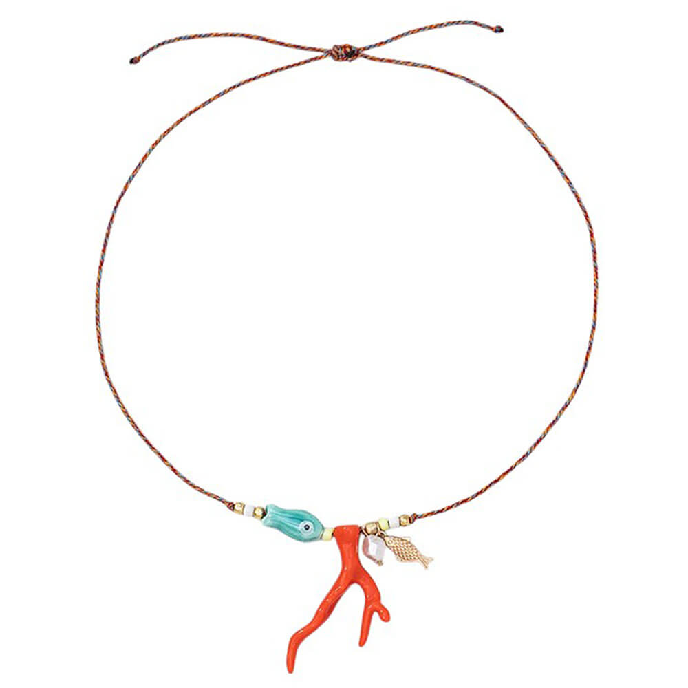 VILZSTUDIOS Ocean-inspired necklace with fish charm and coral pendant