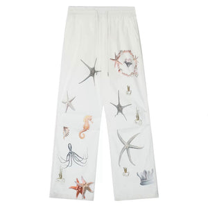 VILZSTUDIOS Oceanic graphic wide-leg trousers for casual summer wear