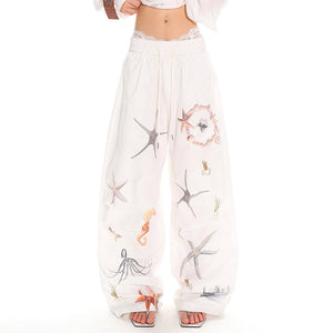 VILZSTUDIOS Oceanic graphic wide-leg trousers for casual summer wear