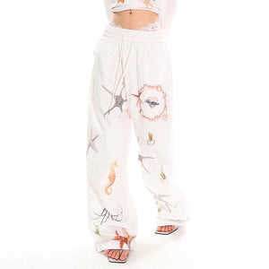 VILZSTUDIOS Oceanic graphic wide-leg trousers for casual summer wear