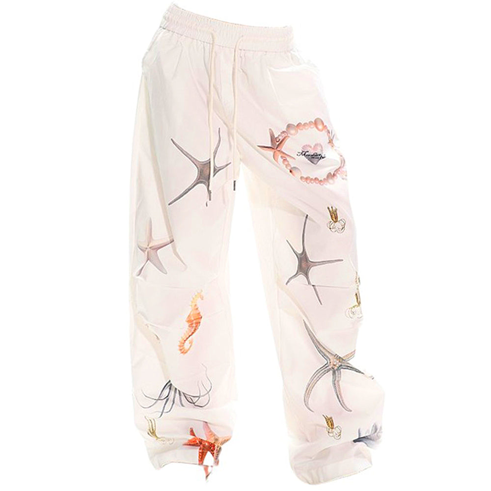 VILZSTUDIOS Oceanic graphic wide-leg trousers for casual summer wear