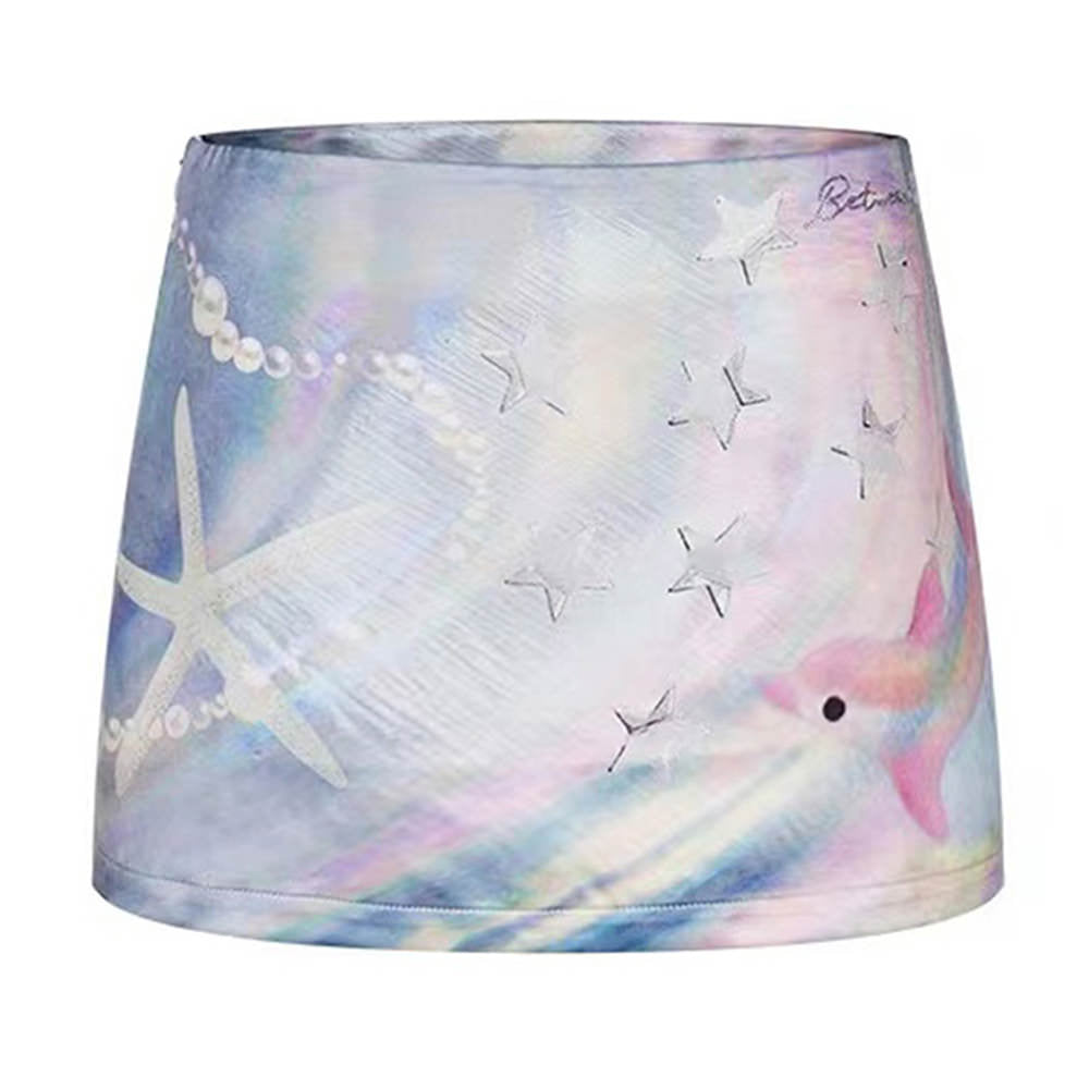 VILZSTUDIOS Stylish mini skirt with ocean-inspired print