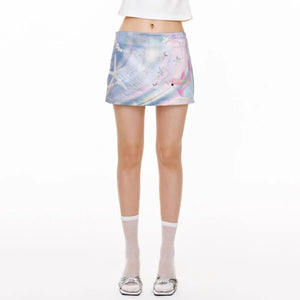 VILZSTUDIOS Stylish mini skirt with ocean-inspired print