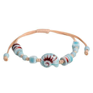 VILZSTUDIOS Adjustable shell bead bracelet with colorful accents