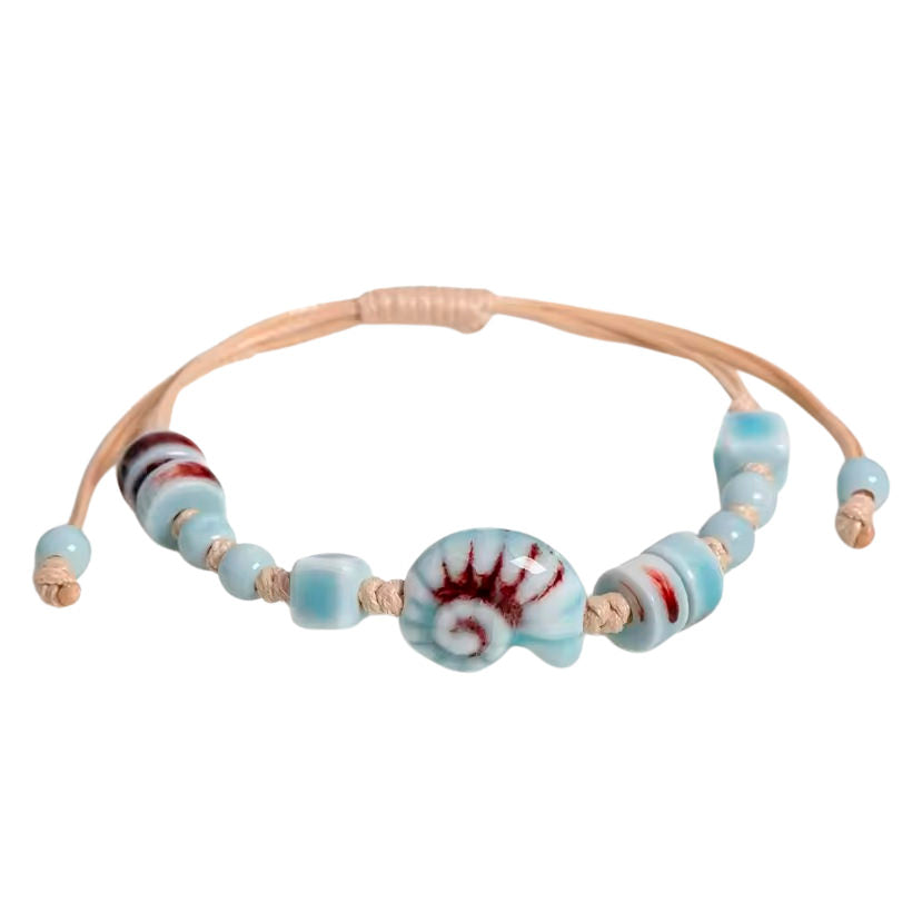 VILZSTUDIOS Adjustable shell bead bracelet with colorful accents
