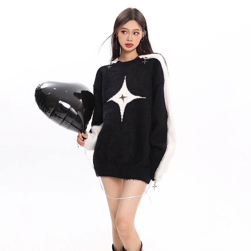 VILZSTUDIOS Stylish open-shoulder knit sweater for modern fashion