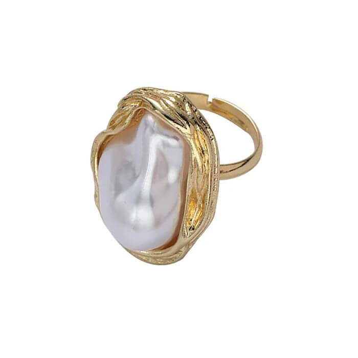 VILZSTUDIOS Adjustable baroque aesthetic pearl ring