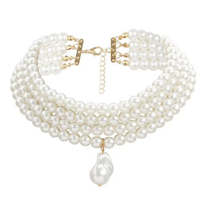 VILZSTUDIOS Ornate layered pearl necklace for stylish accessorizing