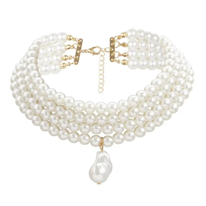 VILZSTUDIOS Ornate layered pearl necklace for stylish accessorizing