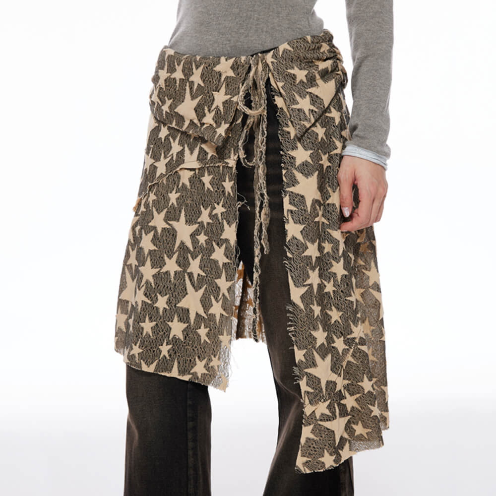 VILZSTUDIOS Stylish overlay wrap belt with star print