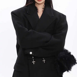 VILZSTUDIOS Stylish oversized long coat with unique design elements