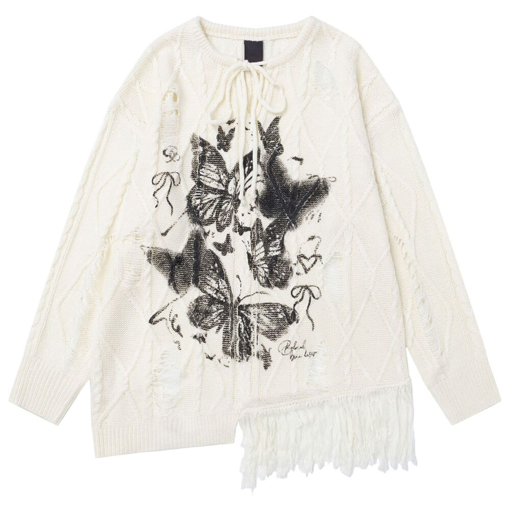 VILZSTUDIOS Oversized sweater with butterfly graphic print