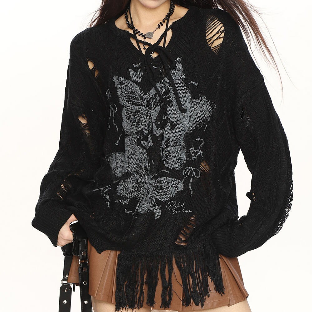 VILZSTUDIOS Oversized sweater with butterfly graphic print
