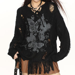 VILZSTUDIOS Oversized sweater with butterfly graphic print