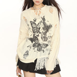 VILZSTUDIOS Oversized sweater with butterfly graphic print