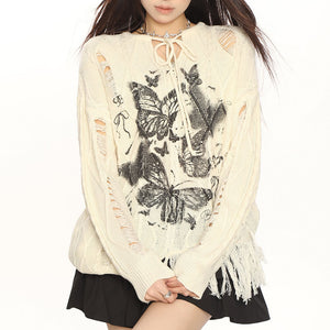 VILZSTUDIOS Oversized sweater with butterfly graphic print