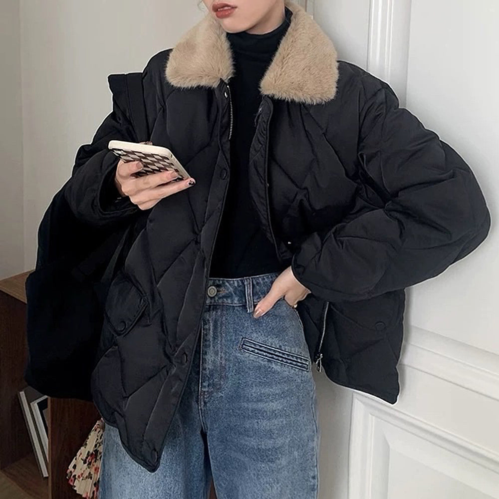 VILZSTUDIOS Stylish padded jacket with faux fur collar