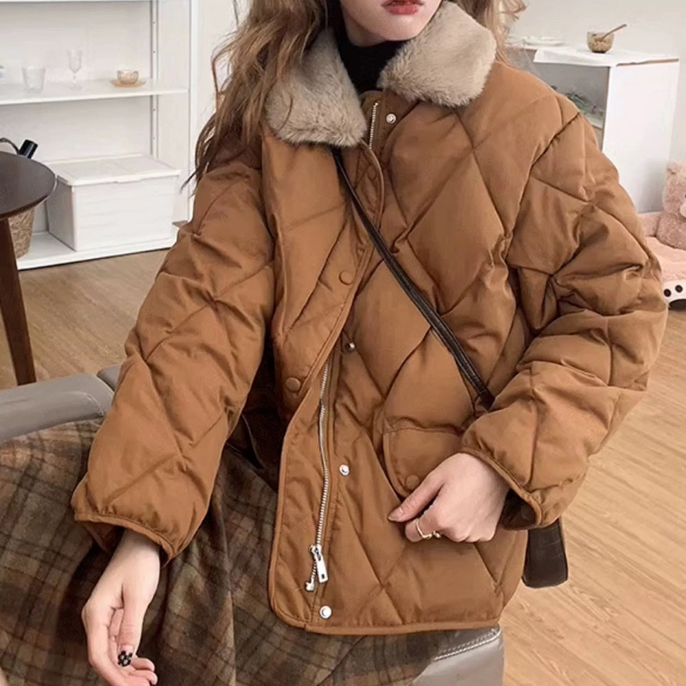 VILZSTUDIOS Stylish padded jacket with faux fur collar