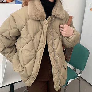 VILZSTUDIOS Stylish padded jacket with faux fur collar