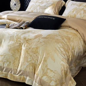 VILZSTUDIOS cream and blush painterly floral bedding set with wide pink pillowcase borders