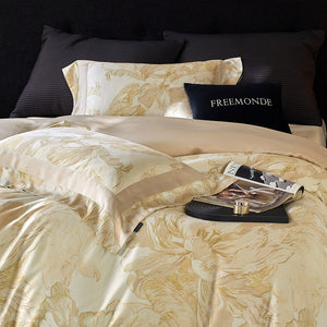 VILZSTUDIOS cream and blush painterly floral bedding set with wide pink pillowcase borders