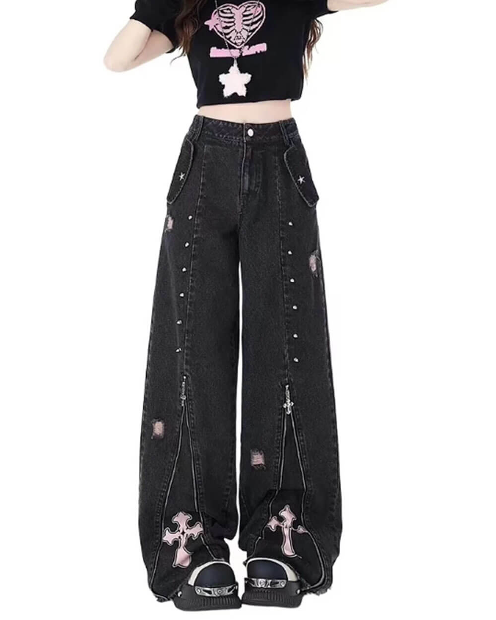 VILZSTUDIOS Distressed baggy jeans for streetwear fashion