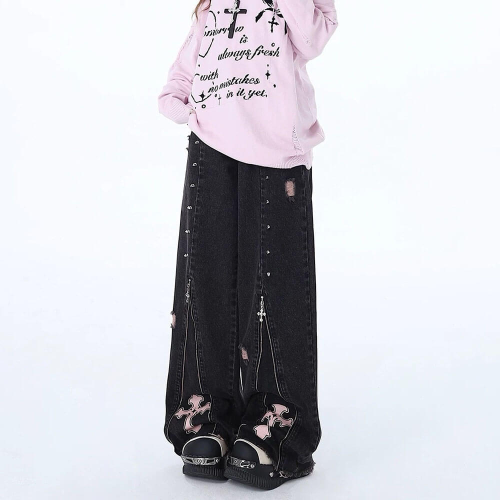 VILZSTUDIOS Distressed baggy jeans for streetwear fashion