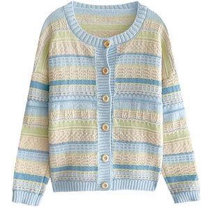 VILZSTUDIOS Pastel striped cardigan for casual wear
