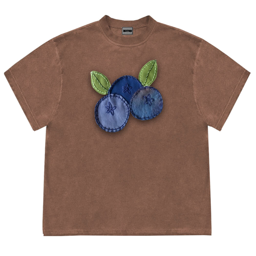 VILZSTUDIOS Stylish oversized patchwork blueberry tee for casual wear