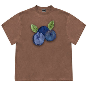 VILZSTUDIOS Stylish oversized patchwork blueberry tee for casual wear