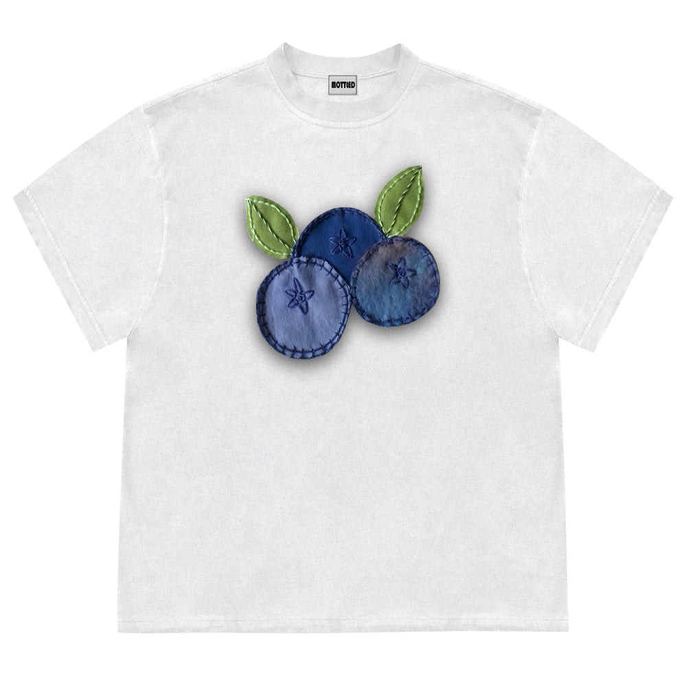VILZSTUDIOS Stylish oversized patchwork blueberry tee for casual wear