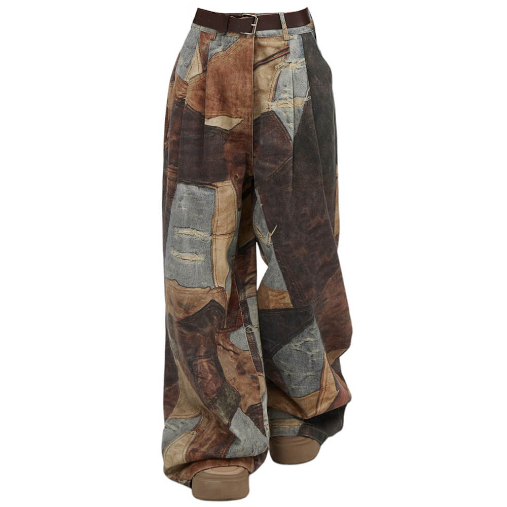 VILZSTUDIOS Stylish wide leg pants with patchwork design