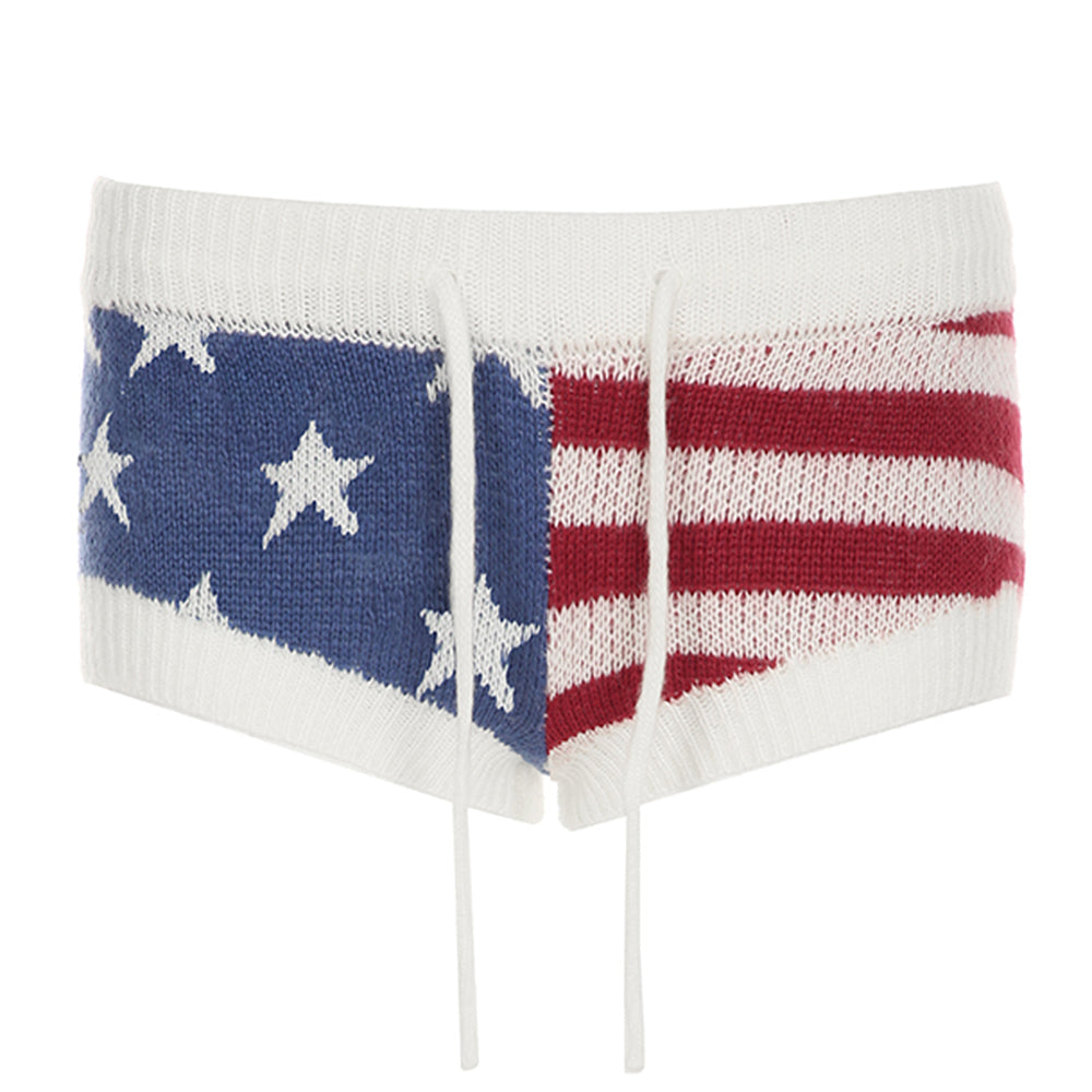 VILZSTUDIOS Patriotic stars and stripes knit shorts from VILZSTUDIOS
