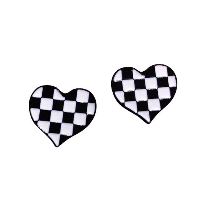 VILZSTUDIOS Checkered heart earrings for stylish accessorizing