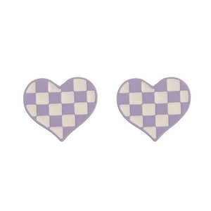 VILZSTUDIOS Checkered heart earrings for stylish accessorizing
