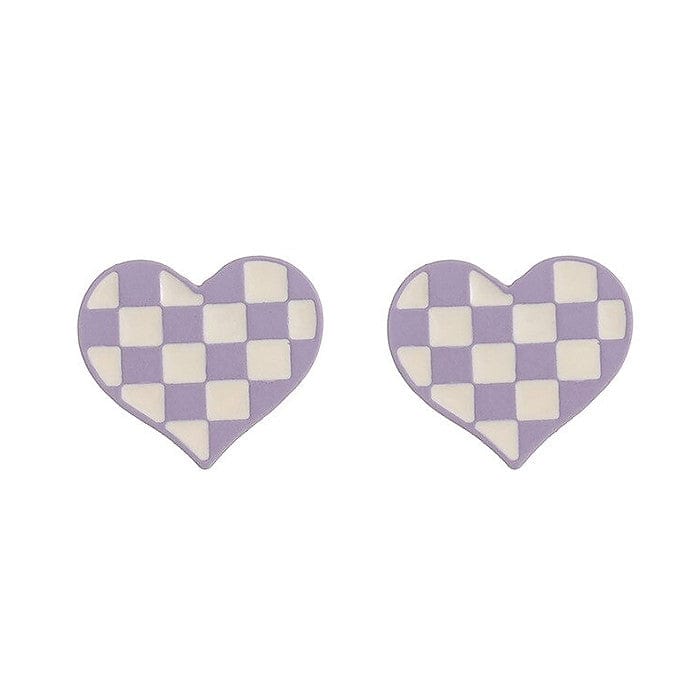 VILZSTUDIOS Checkered heart earrings for stylish accessorizing