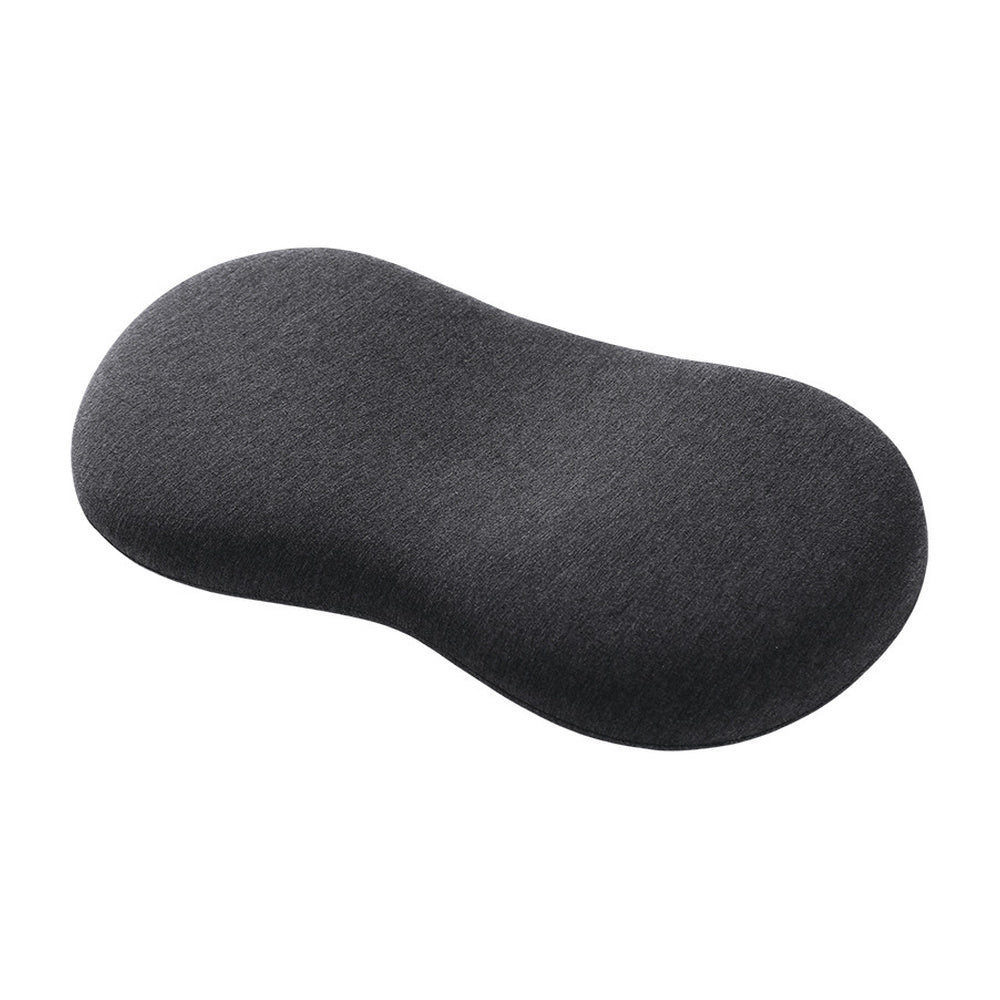 VILZSTUDIOS orange, sky blue, blush pink and charcoal gray peanut-shaped neck pillow with a central dip