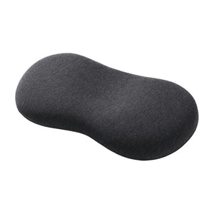 VILZSTUDIOS orange, sky blue, blush pink and charcoal gray peanut-shaped neck pillow with a central dip