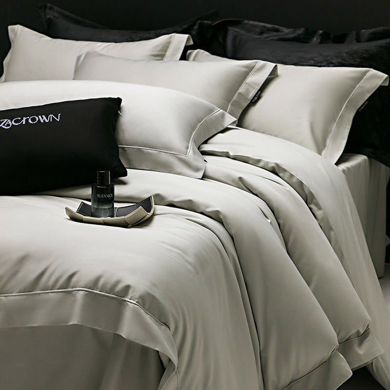 Piped Satin Duvet Cover Set