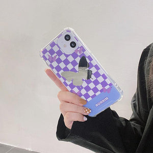 VILZSTUDIOS Stylish plaid butterfly reflective phone case